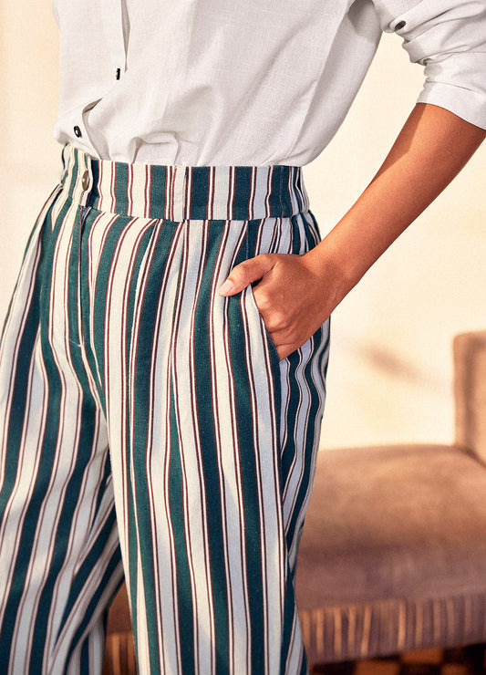 Malini Linen Pants In Stripes
