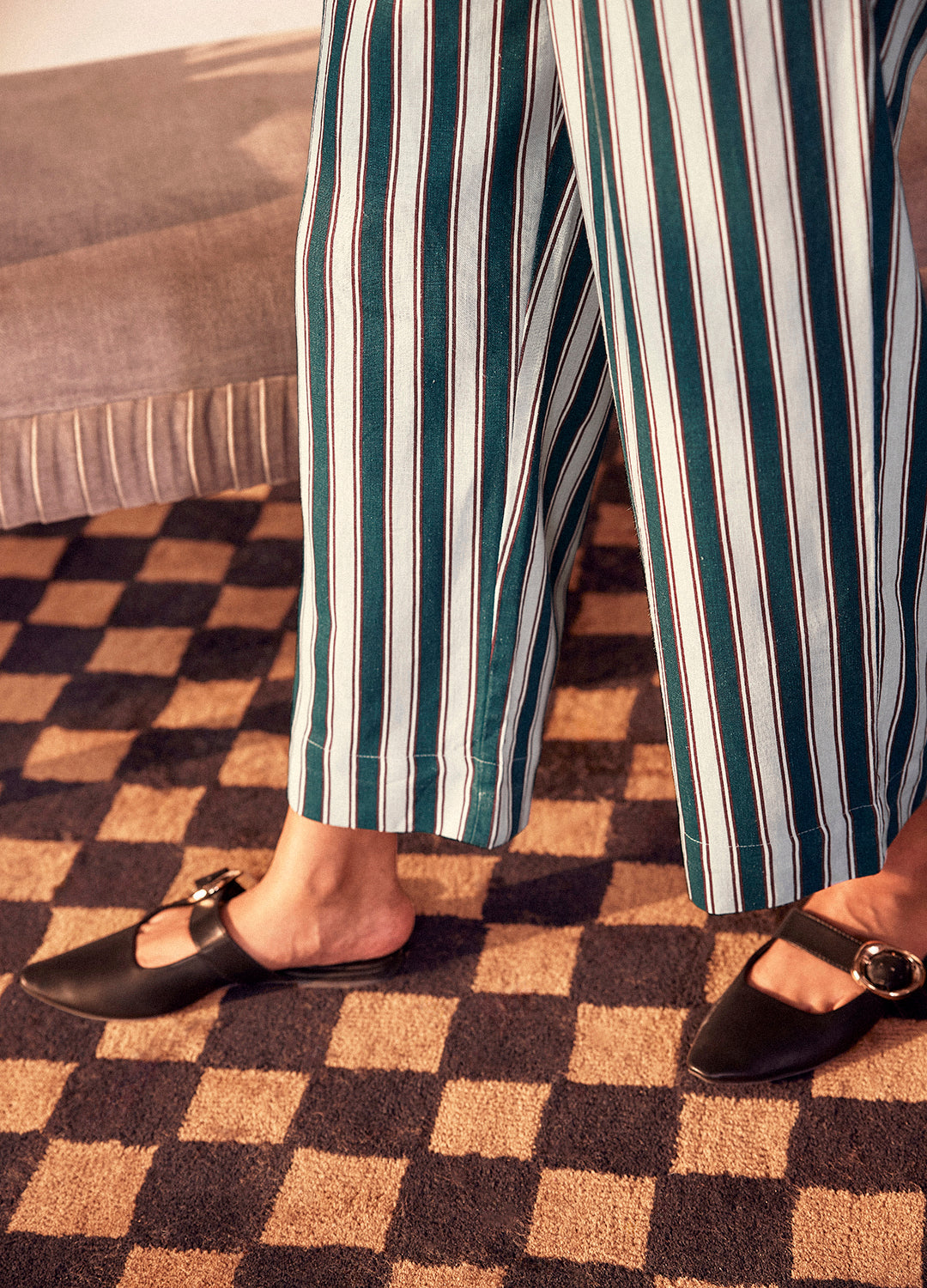 Malini Linen Pants In Stripes