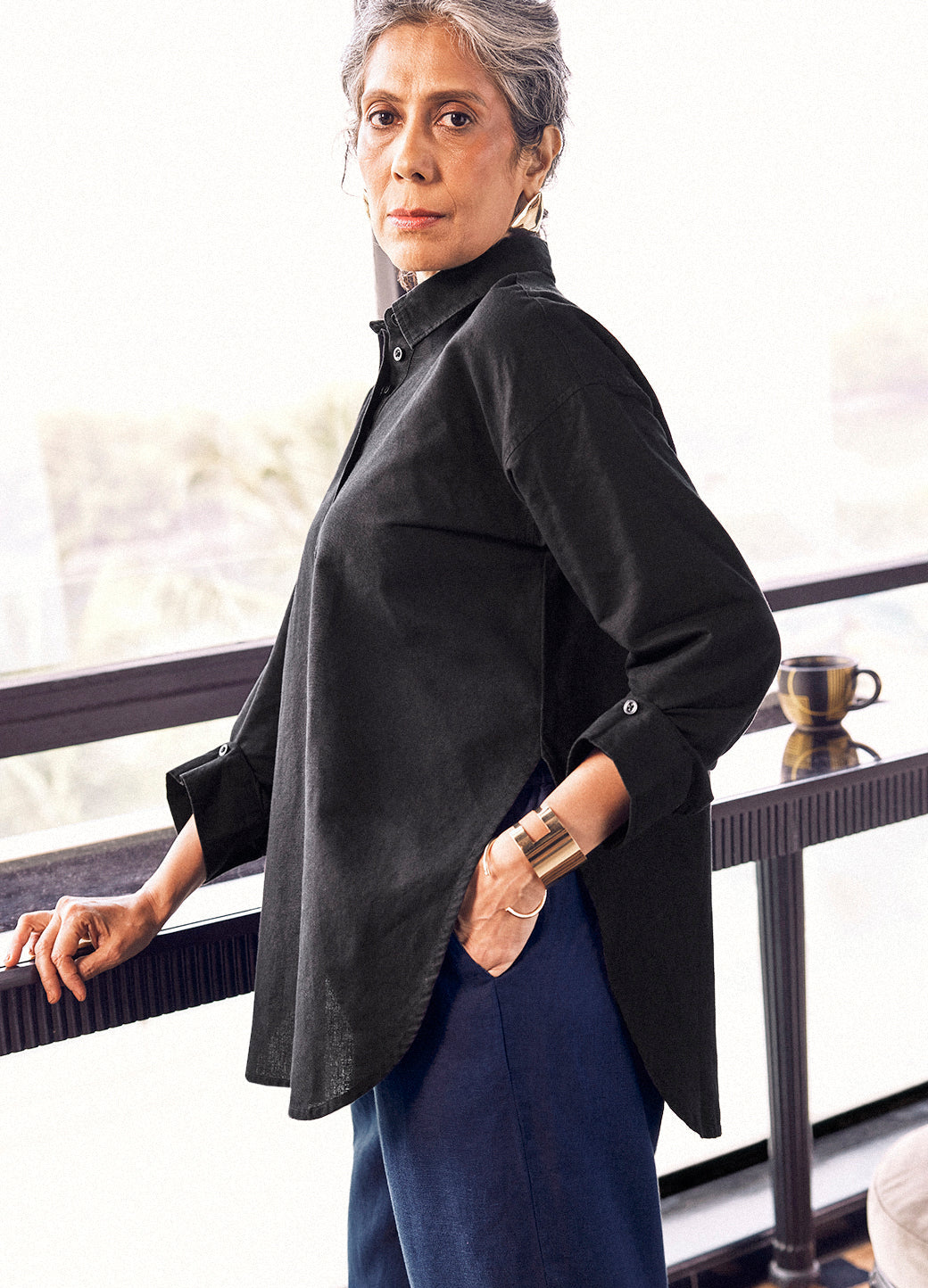 Nutan Linen Shirt In Coal