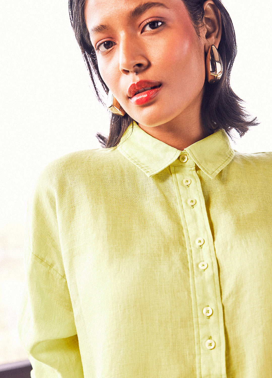 Nutan Linen Shirt In Lime