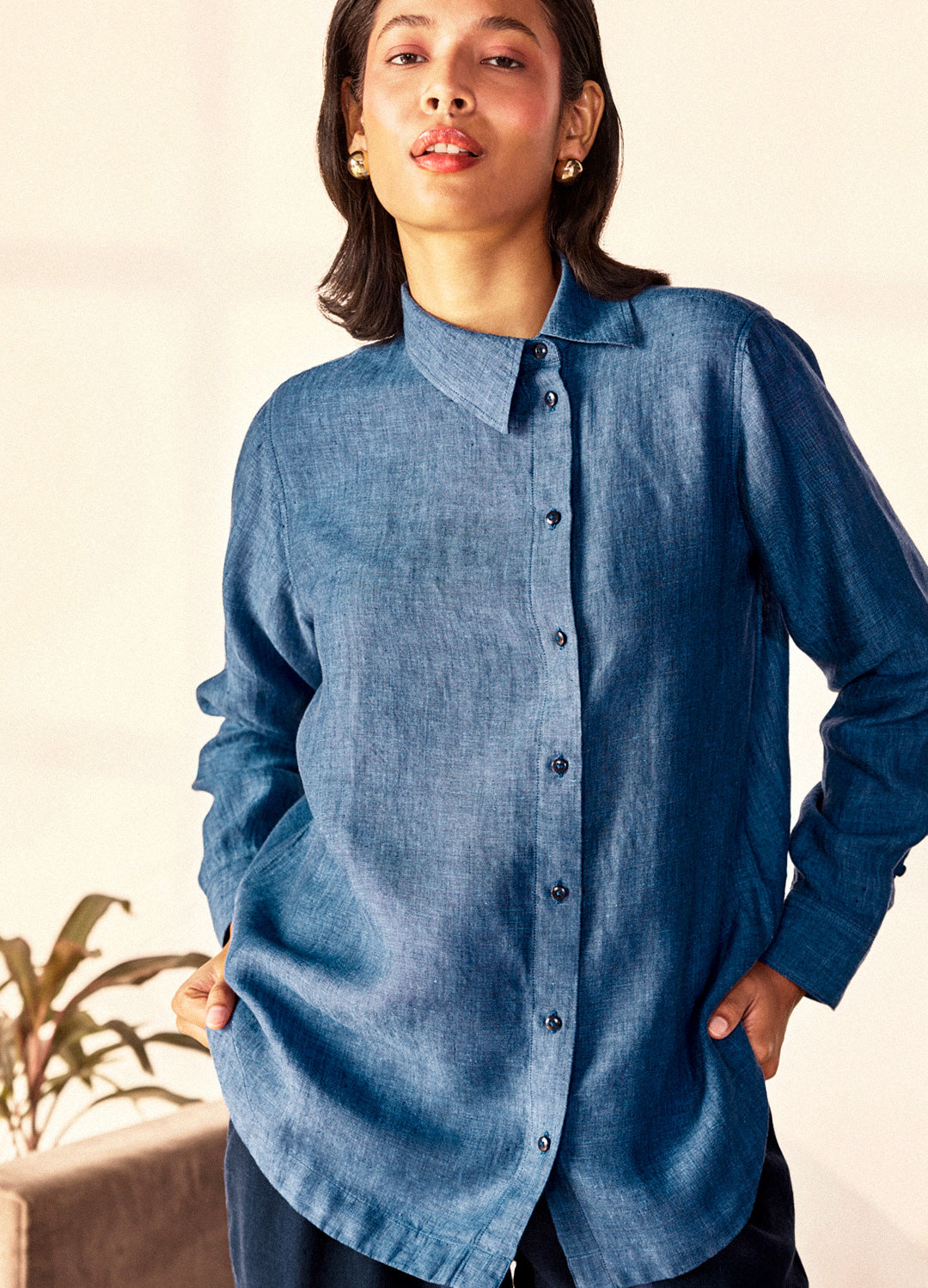 Sharmila Linen Shirt In Indigo